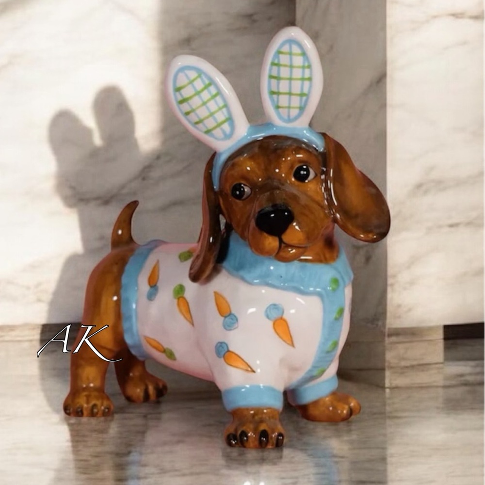 🔥 🔥 Blue Sky Clayworks Dachshund in Carrots Figurine Statue 🐾 Doxie Wiener